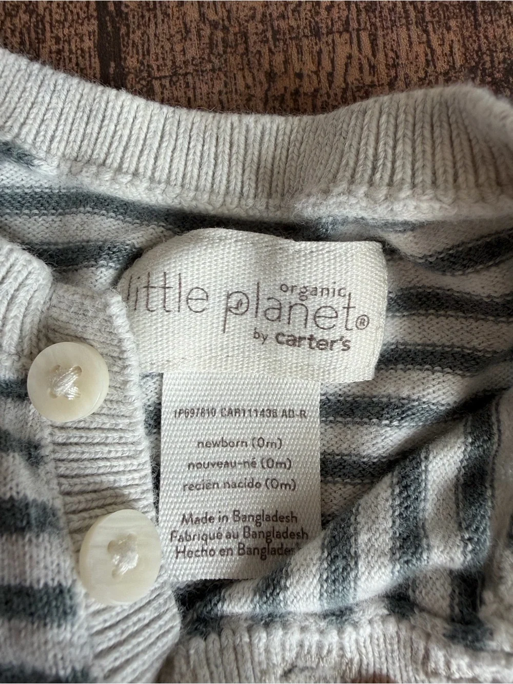 Little Planet Organic Newborn Gray & Cream Striped Knit Pajama Set